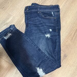 Vanilla Star Dark Blue Distressed Skinny Jeans